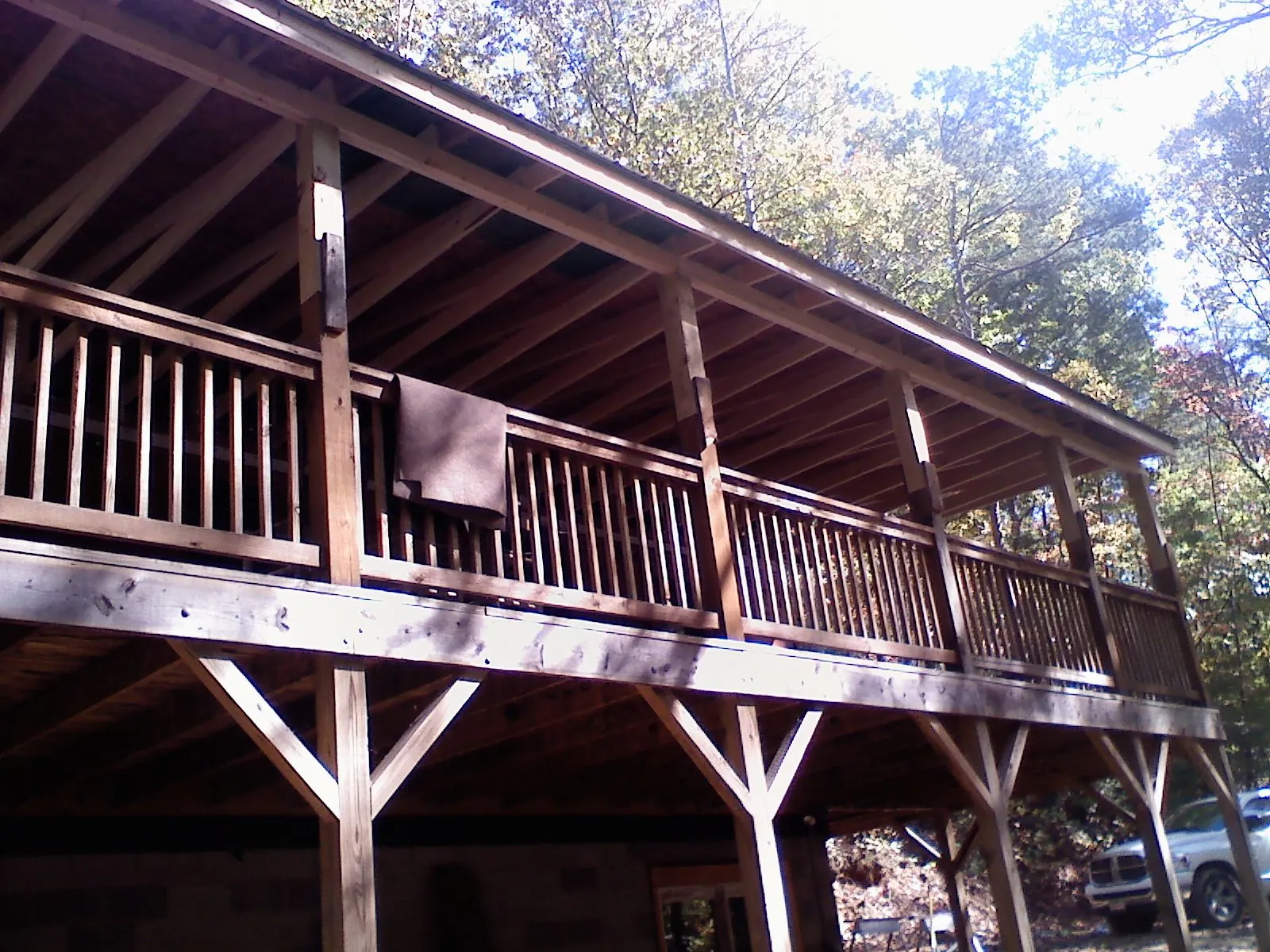 Timber framing under a new elevated porch and deck — Roof Leak Repair in Emmett by Roofing Brothers